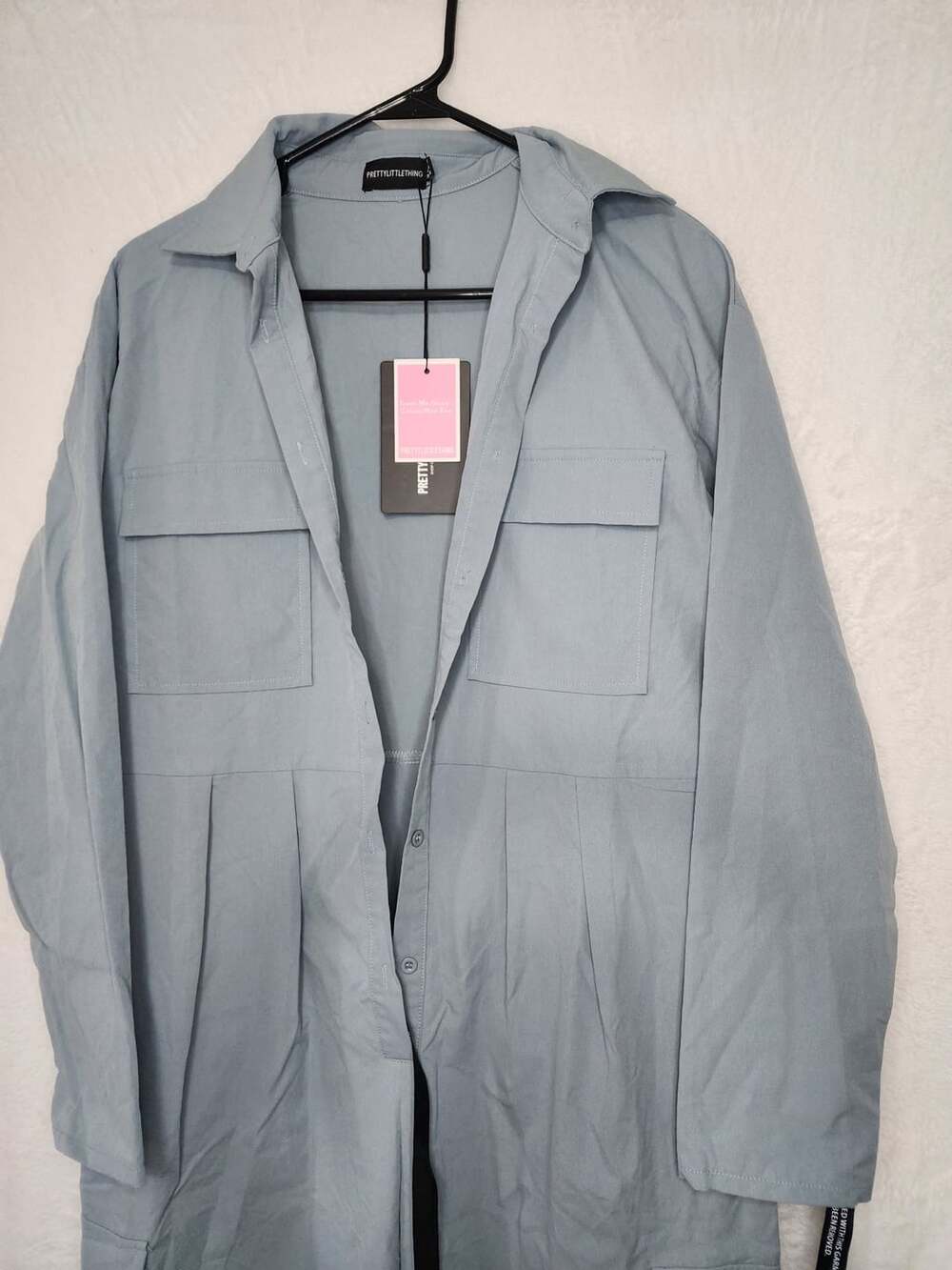 PrettyLittleThing Utility Jumpsuit Size US 4 Blue Pocket Long Sleeve New